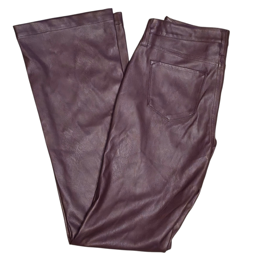 KanCan Yoko Mid Rise Faux Leather Bootcut Pants Women's Size 7/27 Burgundy